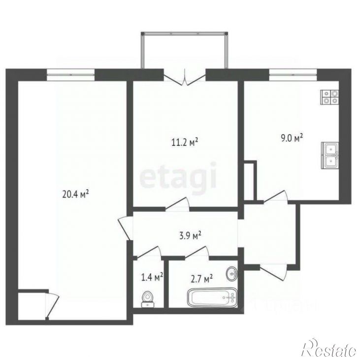 2-комн квартира ул Чехова, 7,  д. 7