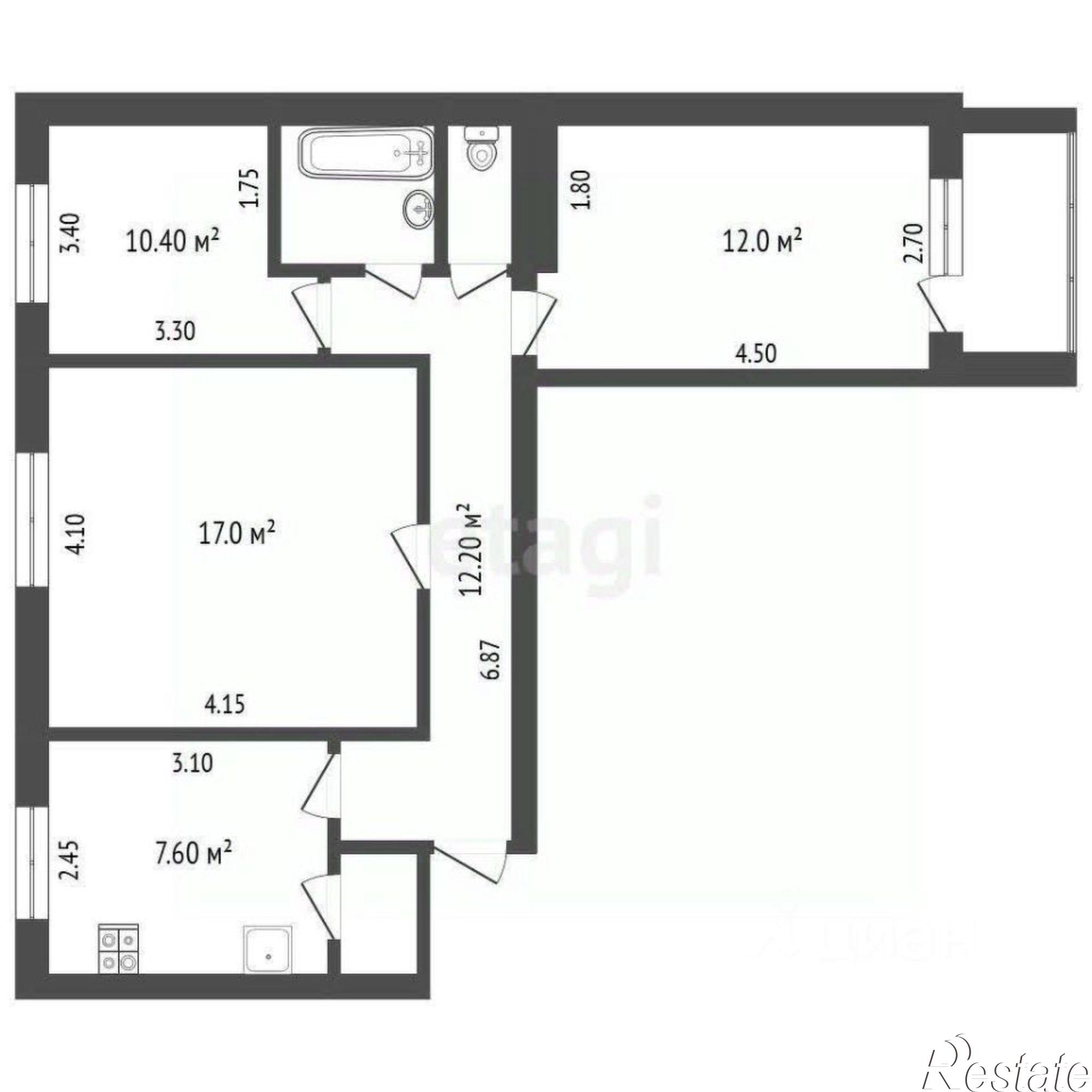 Купить квартиру за 6 100 000 рублей на переулок Степана Разина, 9