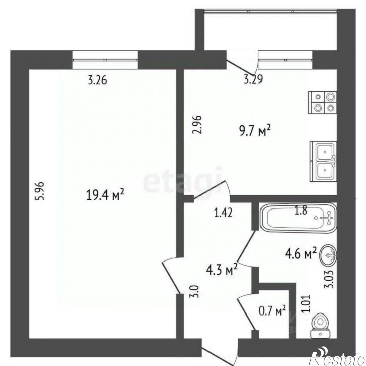 1-комн квартира Ленинградская улица, 101,  д. 101