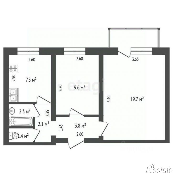 2-комн квартира ул Пирогова, 8,  д. 8