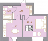 1-комн, 41 кв м, этаж 2/10 Инзенская улица, 13Б