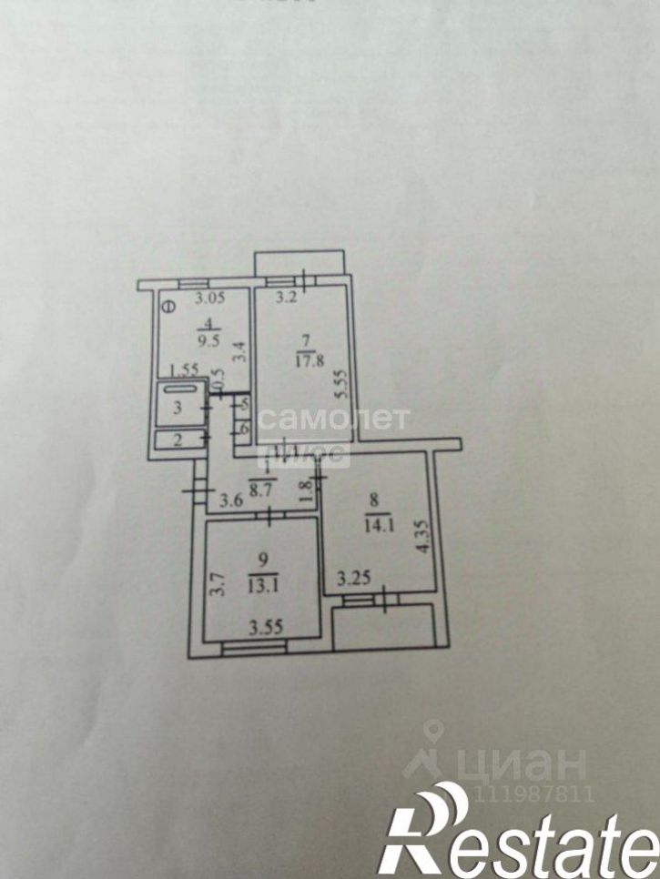 3-комн квартира улица Победы, 12,  д. 12